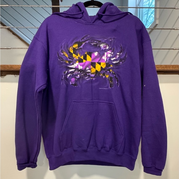 Gildan Other - Purple Ravens Hooded Sweatshirt with Maryland Crab Graphic medium
